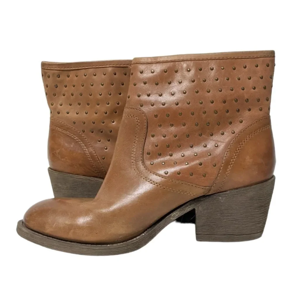 LUCKY BRAND Butler Leather Studded Ankle Boots 8.5
